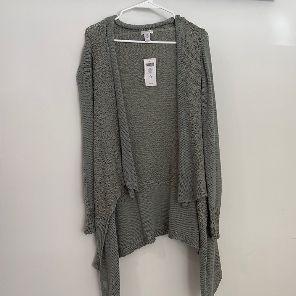 Chico's Mist Green Cardigan Sweater with Waterfall Design